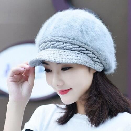 Women Winter Warm Hot Mink Rabbit Fur Ball Cap Girl Fashion Knitted hat Female winter New Thick Plush Skullies Beanies Hat Caps