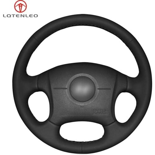 LQTENLEO Black PU Artificial Leather Hand Sew Car Steering Wheel Cover For Hyundai Elantra 2001-2006