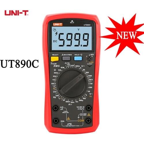 UNI-T UNI T Digital Multimeter True RMS UT890C UT890D+ Manual Range AC DC Frequency Capacitance Temperature Tester Backlight
