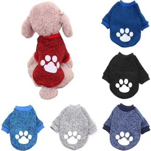 S-XL Huisdieren Kleding Warm Fleece Trui Voor Kleine Honden Katten Mode Hond Poot Afdrukken Trui 6 Kleuren Hoge Kwaliteit Huisdi