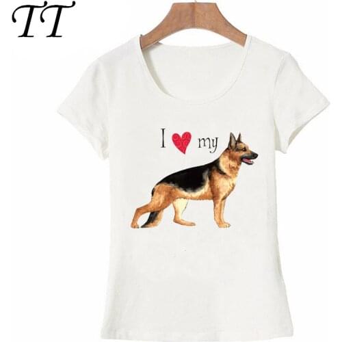 I Love my Friend GSD Large T-Shirt Summer Fashion Women t-shirt German Shepherd dog casual maiden Tops Cute female Tees