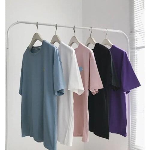 Summer Short Sleeve T Shirt Women Cotton korean Harajuku vintage O-Neck Embroidery All-match Basic Fashion women T-shirt tops