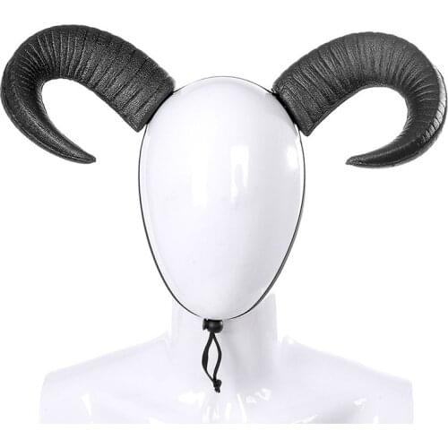 Demon Evil cosplay Headwear Pure Black OX Horns Gothic Halloween Prop Hairband Horn Headband for Adult