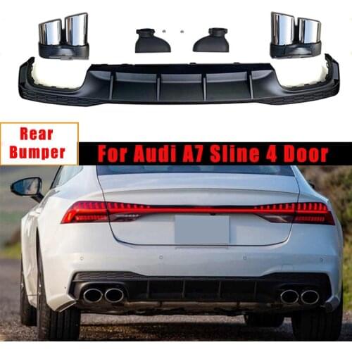 Rear Bumper Diffuser Lip For Audi A7 Sline 4 Door 2019 2020 Non S7 with Exhaust Tips PP