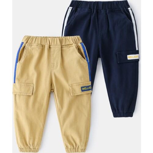Boys Cargo Pants Cotton 2021 New Spring Autumn Childrens Handsome Pants Casual Pants Kids Sport Trousers