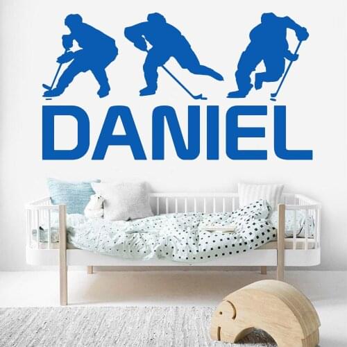 Hockey Wall Stickers Personalized Custom Boys Girls Name Vinyl Decals Home Decor Nursery Children Bedroom Window Door Wall Z826