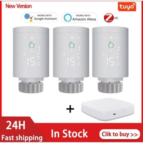 Tuya ZigBee3.0 Smart Radiator Actuator Programmable Thermostatic Radiator Valve Temperature Controller Voice Control via Alexa