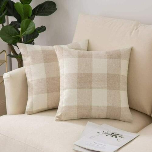 Buffalo Check Pillow Case Cotton and Linens back Cushion Covers With Four Side Tassels Plaid Decorative Throw Pillow Cases