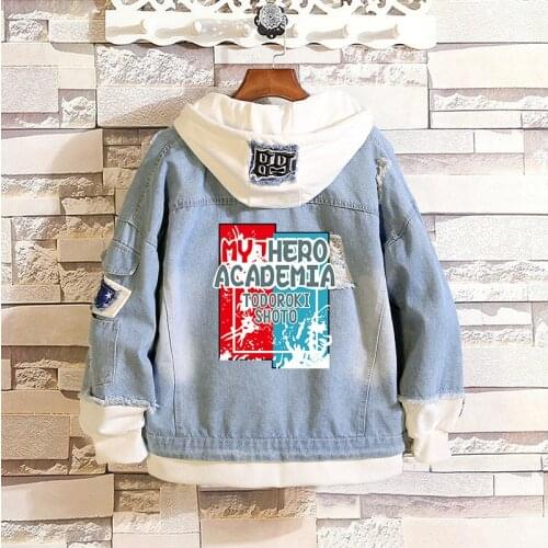My Hero Academia Todoroki Shoto Midoriya Izuku Cosplay Jacket Casual Denim Jacket Autumn Hooded Sweatshirt Unisex Outwear A9018
