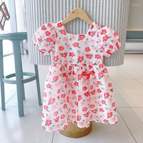 Toddler Girl Summer Dress Outfits Vestidos Para Girl Dress Floral Chiffon Princess Dress Korean Children Clothes Kids Dress