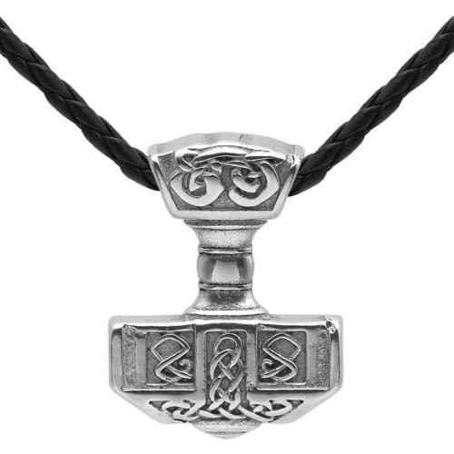 Men 316L Stainless Steel Norse Viking Thors Hammer MJOLNIR Pendant Necklace