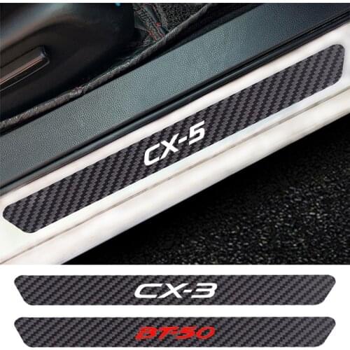 4PCS Car Door Sill Anti kick Stickers Carbon Fiber Auto Door Sticker For Mazda CX-30 CX-9 CX-8 CX-7 CX-5 CX-3 BT-50 Biante