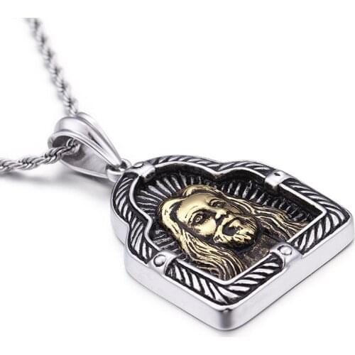 Heavenly Father Jesus Titanium Steel Men Pendant Necklace Religious Jewelry