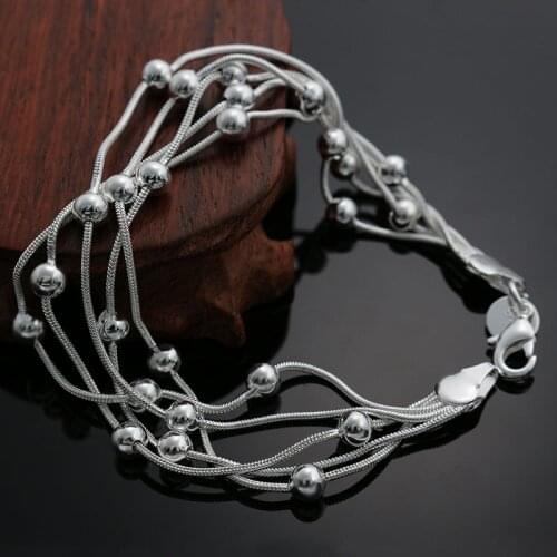 Low price Beautiful fashion silver color chain bead Bracelets for women wedding lady high quality charm jewelry H234 wholesale