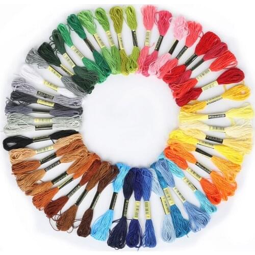 8pcs/lot Multiple Color Cotton Cross Stitch Floss Thread Embroidery Threads Home Accessories DIY Sewing Skeins Craft 7.5m