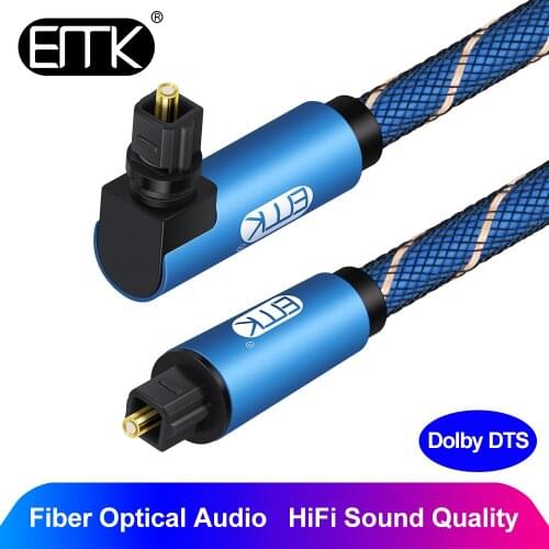 EMK 90 Degree Optical Cable Right Angle SPDIF Optical Audio Cable 1m 1.5m 2m 3m white blue optical cable DVD Xbox TV Blu-ray