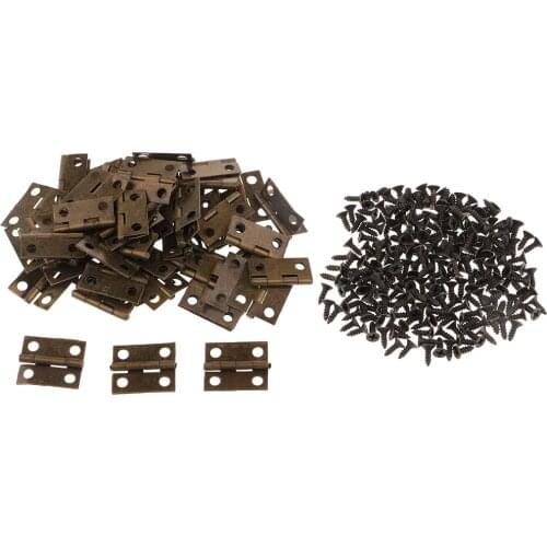50Pcs High Quality Iron Bronze Square Alloy Hinge for DIY Small Cabinet Hinge Jewelry Box 18 x 16 mm