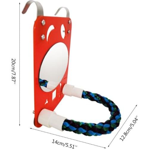 Bird Parrot Mirror Toy with Rope Perch Cage Accessories Bird Ladder Play Stand R7RC
