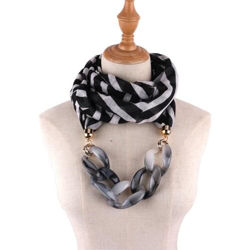 RUNMEIFA Luxury Brand 2020 Jewelry Pendant Necklace Cotton Scarf For Women Shell Style Bullet Alloy Hijab Female Accessories