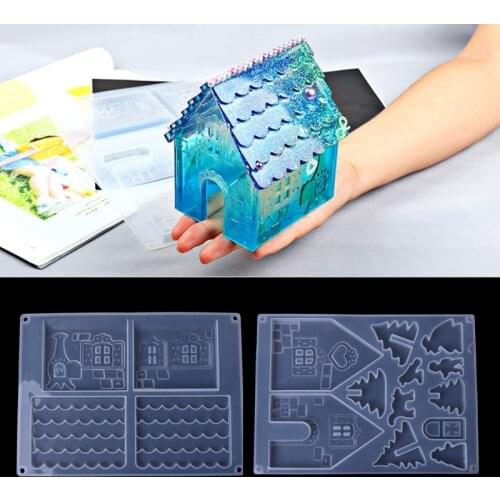 DIY Silicone Christmas House Castle Mold Epoxy Resin Jewelry Making Tool Set New