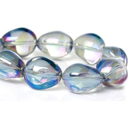 DoreenBeads Glass Loose Beads Teardrop Light blue AB Color Faceted About 17mm(5/8")x 14mm(4/8"),Hole: Approx 1.3mm,3 PCs