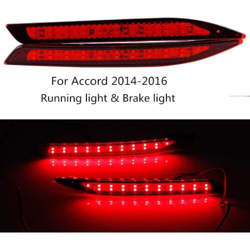 1 Pair LED Tail Rear Bumper Reflector Light for Honda Accord 9th 2014-2016 Running Reversing Parking Warning Light