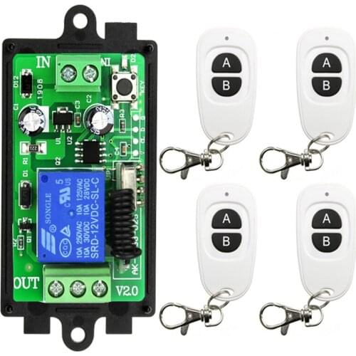 315/43mhz RF Remote Control Circuit Universal Wireless Switch DC 12V 24V 1CH rf Relay Receiver and Keyfob Transmitter for Garage