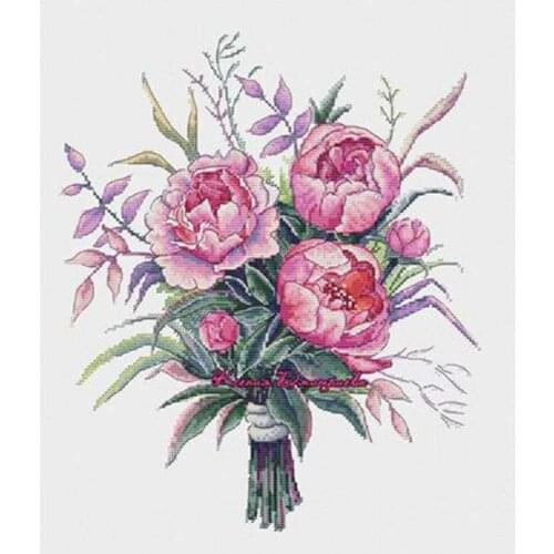 Watercolor peonies patterns Counted Cross Stitch 11CT 14CT 18CT DIY Chinese Cross Stitch Kits Embroidery Needlework Sets