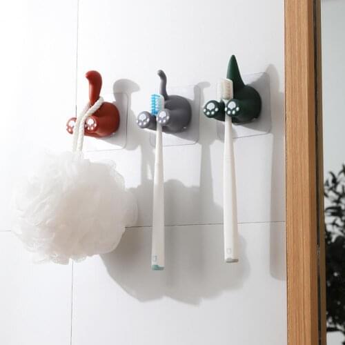 Hanger Hook Key Hanger Rack Punch-free Strong Clamping ABS Cute Animal Shape Toothbrush Hook Wall Hook for Bathroom