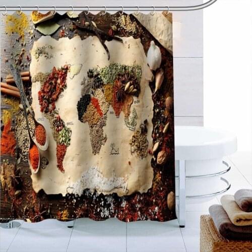 World Map Custom Shower Curtain 3D Waterproof Polyester Fabric Bath Curtain High Defintion Printing 12 Hooks For The Bathroom