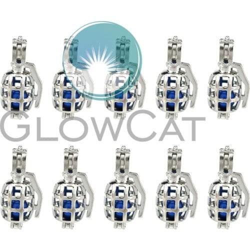 10x K936 Explosive Weapon Shape Beads Cage Pendant Perfume Essential Oil Diffuser Pearl Cage Locket Pendant