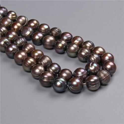 12-13MM Unique Natural Coffee Freshwater Pearls Beads Loose Round Real Pearl Beads For Jewelry Making DIY Bracelet Necklace 14