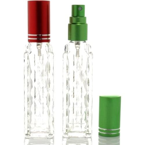 20 pcs/lot 14 ML Perfume Refillable Bottle Mixing Color Transparent Glass Spray Pump Bottle Cosmetic Container Travel Atomizer
