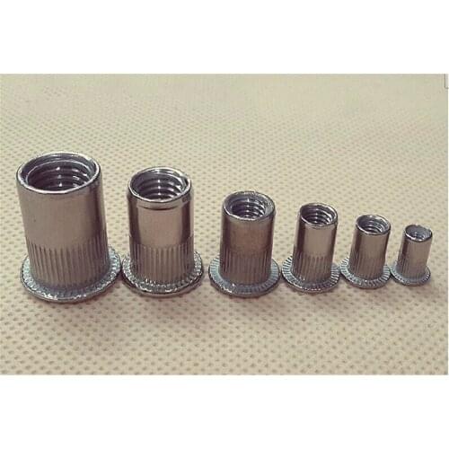 20PC M8 M10 M12 Stainless Steel Flat Head Blind Insert Knurling Pull Rivet Nut Countersunk Column Pattern Rivet Nuts