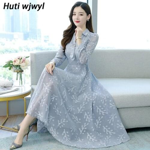 2021 Elegant Pink Jacquard Chiffon Midi Dresses Autumn Winter 3XL Plus Size Vintage Black Maxi Dress Women Bodycon Party Vestido