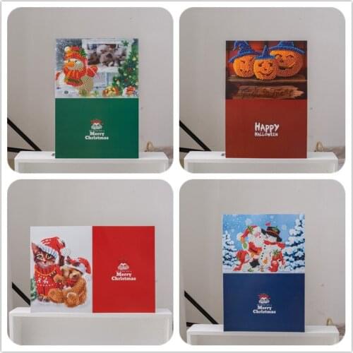 5d Diamond Painting Christmas Cards Diamond Embroidery Birthday Paper DIY Greeting Postcards Cartoon Craft Kids Gift