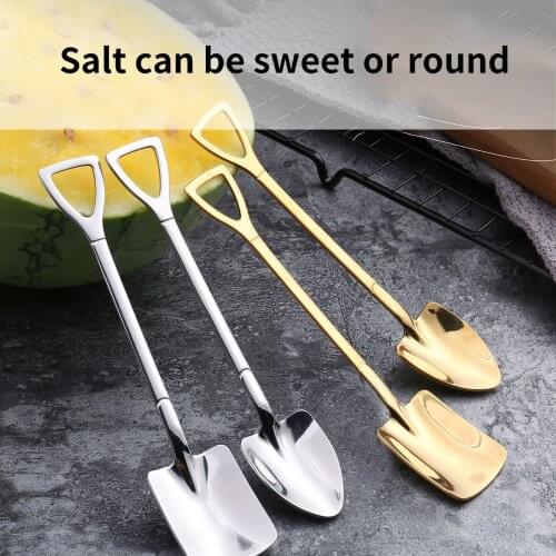 8pcs Stainless Steel Iron Shovel Spoon Coffee Ice Cream Spoon Engineering Shovel Retro Cute Spoon Kitchen Gadget
