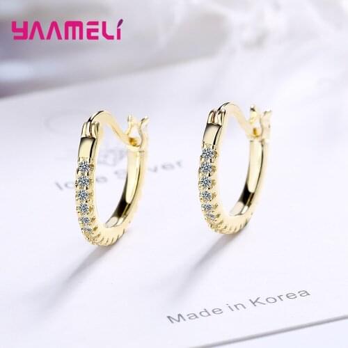925 Sterling Silver Luxury Gold Statement Hoop Earrings For Women Girls 2021 Trend CZ Crystal Fashion Jewelry Wholesale