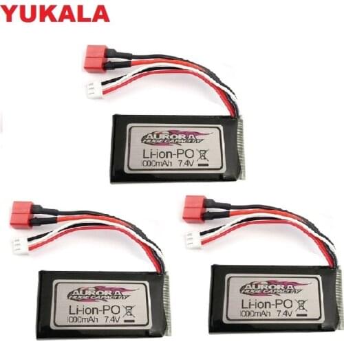 YUKALA XLH XinlehongQ901 Q902 Q903 1/16 2.4G RC Car Parts 7.4V 1000MAH Lipo Battery T plug