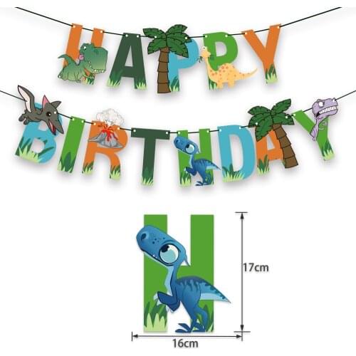Happy Birthday Banner Jungle Safari Boy Birthday Dinosaur Garlands One 1st Birthday Dino Banners Happy Birthday Decor Kids Boys