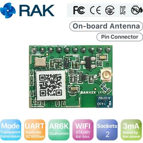 RAK425 Wireless UART Serial WIFI Module to IoT Low Power Tiny Size Pin Connector Industrial Grade Integrated TCP IP ProtocolQ124