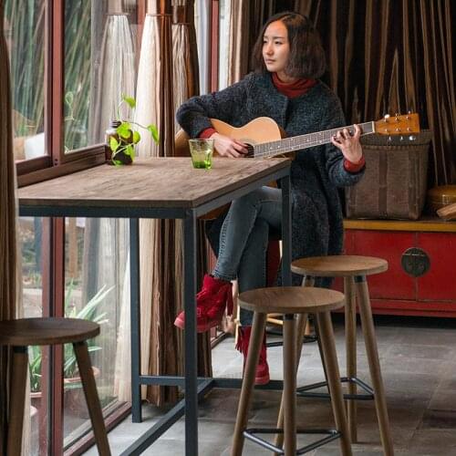 Household Solid Wood Bar Chair High Stool Bar Stool Bar Tea Shop Front Desk Cash Register Chair Cafe Business Hall Bar Stool