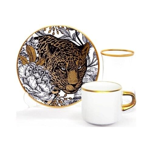 Drop Focus Tea Coffee Set 18 Pieces Leopard
