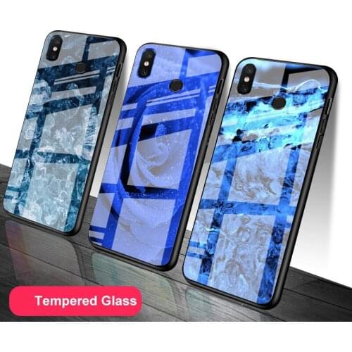 Blue art Tempered Glass Phone Case For Redmi Note 5 6 7 8 9 Pro Note8T Note9S Redmi8 9 Cover Shell