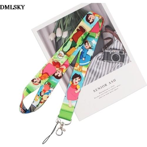 DMLSKY Anime Girls Lanyard Keychain Lanyards for keys Badge ID Mobile Phone Rope Neck Straps Accessories Gifts M4636