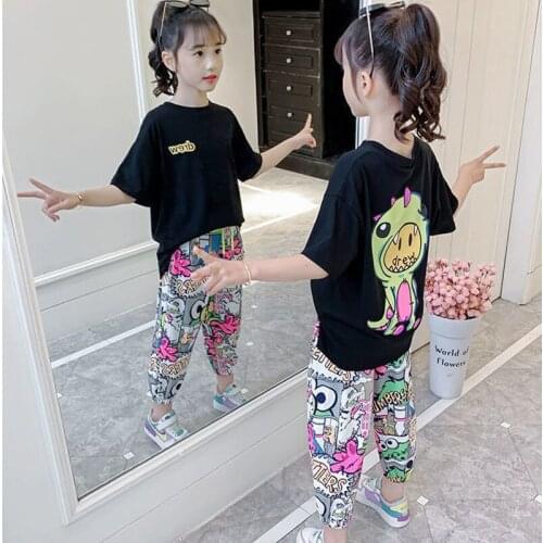 Boutique 12 Year Girls Clothing Suit 2021 Summer New Sports Korean Fashion O-neck Childrens Two Piece Outfits Christmas Clothes