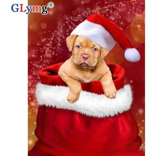 GLymg Diy Diamond Painting Cross Stitch Stocking Stuffer Dog Picture Full Square Diamond Embroidery Drill Mosaic Gift Home Decor