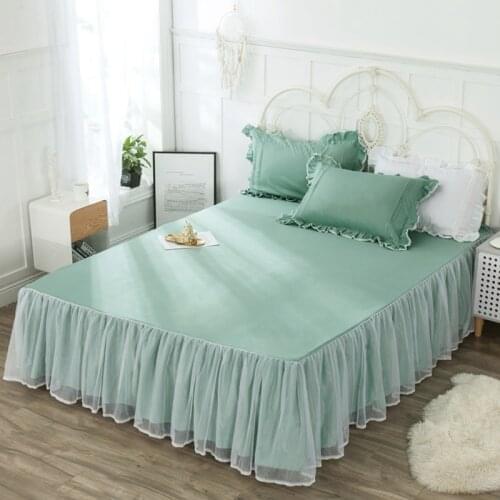 Custom Size Cotton Bed Skirt Double Layer Lace Ruffles Comfortable Soft Breathable Bed Cover Bedsheet Multi-color Bed Covering#s