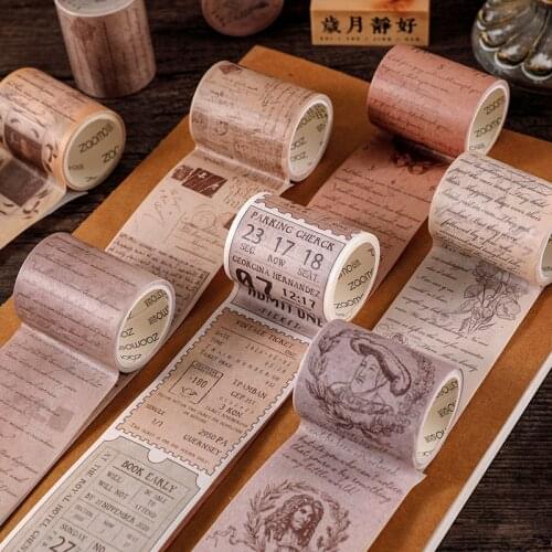 5cm wide Vintage Poems Ticket Letters Plants Masking Washi Tape Decorative Adhesive Tape Decora Diy Scrapbooking Sticker Label