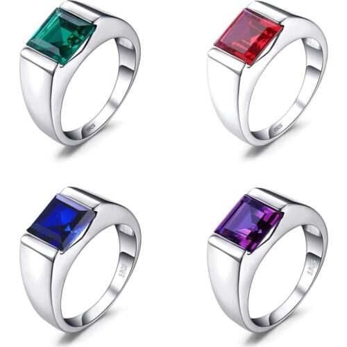 S925 Silver Sapphire mens ring popular geometric ring Valentines Day gift engagement anniversary chic exquisite jewelry